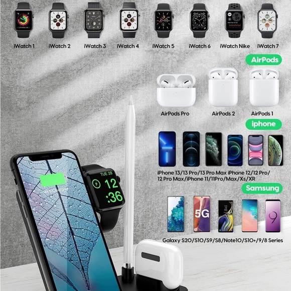 4 in 1 Wireless Charging Station, Fast Charging Dock Stand for Watch Series - Picture 8 of 8